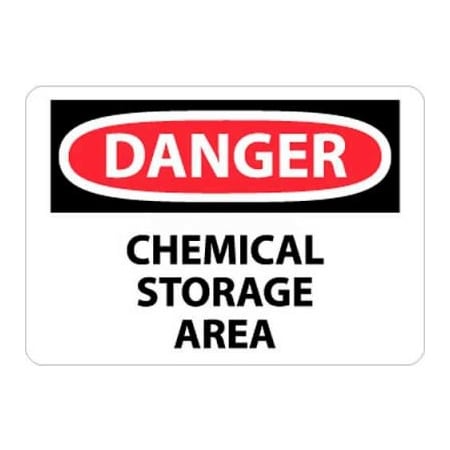 National Marker Co NMC OSHA Sign, Danger Chemical Storage Area, 10in X 14in, White/Red/Black D239RB